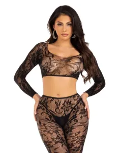 Leg Avenue - Crop Top & Legging Zonder Voet - Zwart