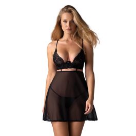 Obsessive - Nutris Babydoll & String - Zwart