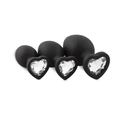 Siliconen Buttplug Set Met Diamantjes - Hart