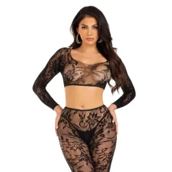 Leg Avenue - Crop Top & Legging Zonder Voet - Zwart